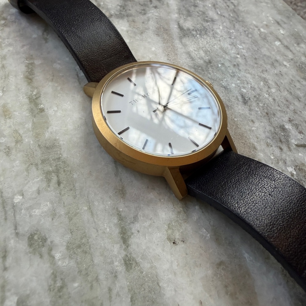 The HORSE  Gold Case Watch with Black Strap and White Dial - Picture 4 of 6
